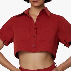 *NWT* Women's WeWoreWhat Cropped Button Down Top, Size S
